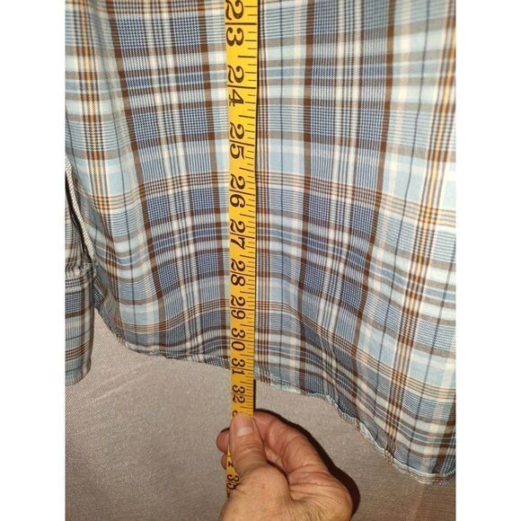 Eddie Bauer Men's L Blue Plaid Button Down Long Sleeve Shirt Size XL 100% Cotton - Picture 5 of 6